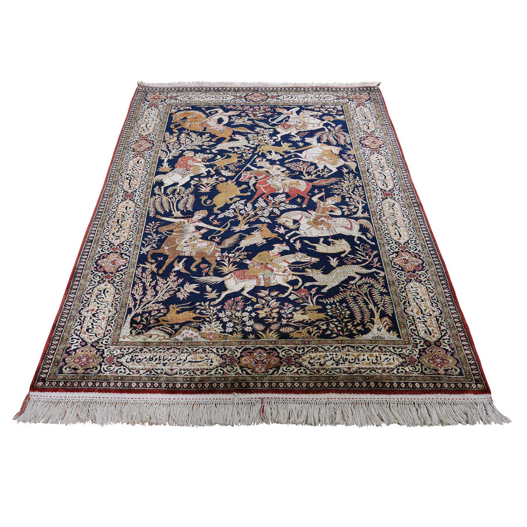 Traditional Silk Hand-Knotted Area Rug 4'4